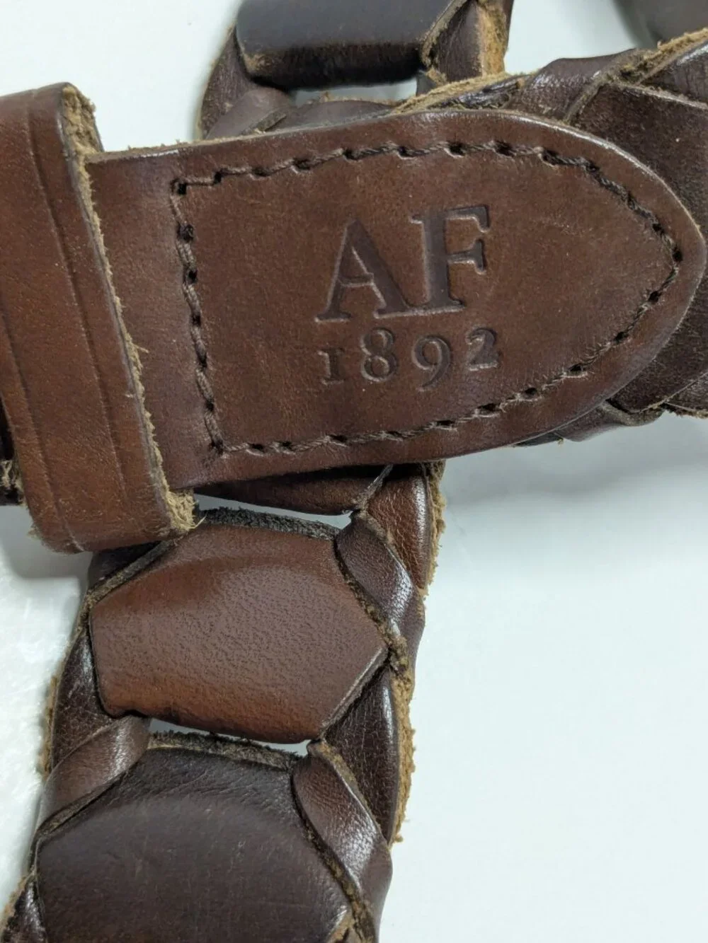Abercrombie & Fitch Braided Brown Leather Link Belt Mens Size 34 Vintage/Y2K